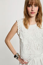 Sleeveless lace top white women