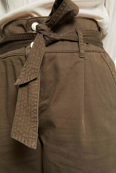 Cropped belted peg trousers  ladies'