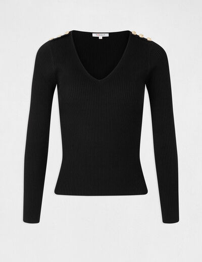 Long-sleeved jumper with buttons black ladies'
