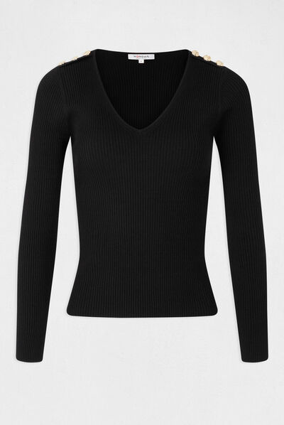 Long-sleeved jumper with buttons black ladies'
