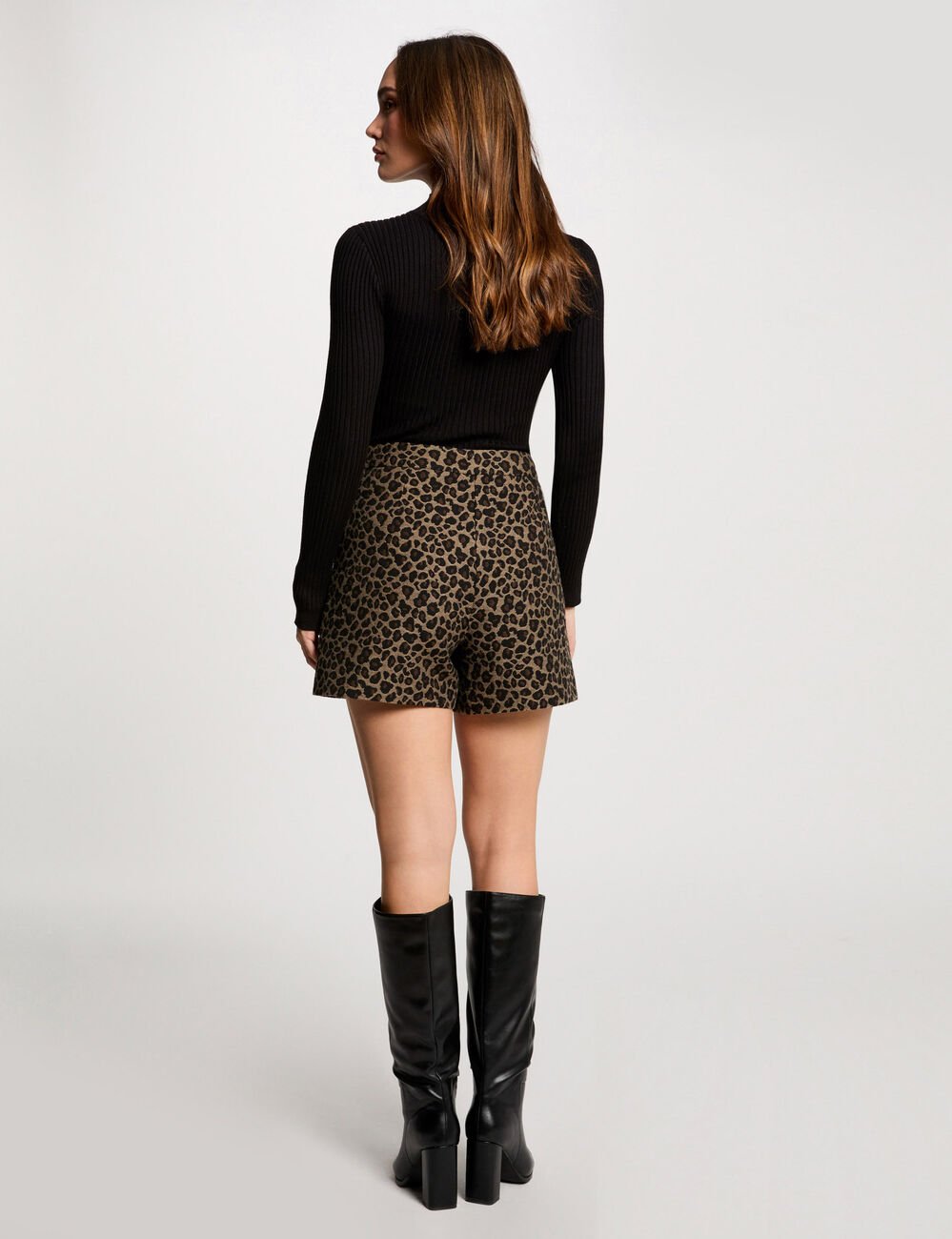 Straight shorts leopard print multicolor women