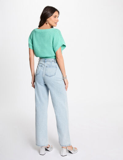 Short-sleeved jumper emerald green women