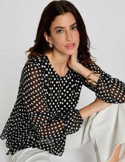 Round neck voile t-shirt black women