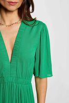 Long dress with v-neck meadow green women