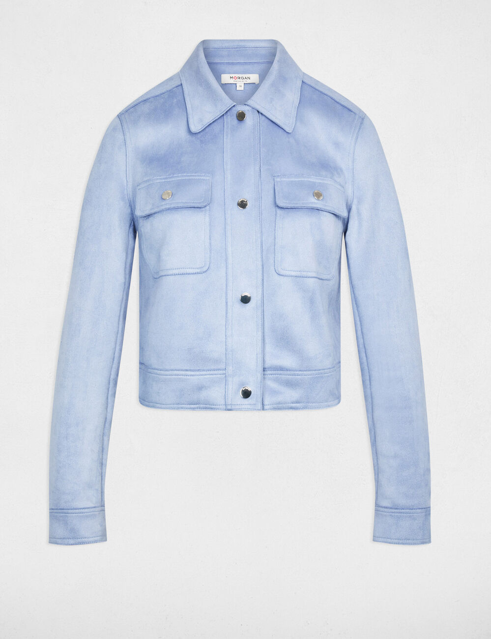 Fitted suede jacket lavender blue women