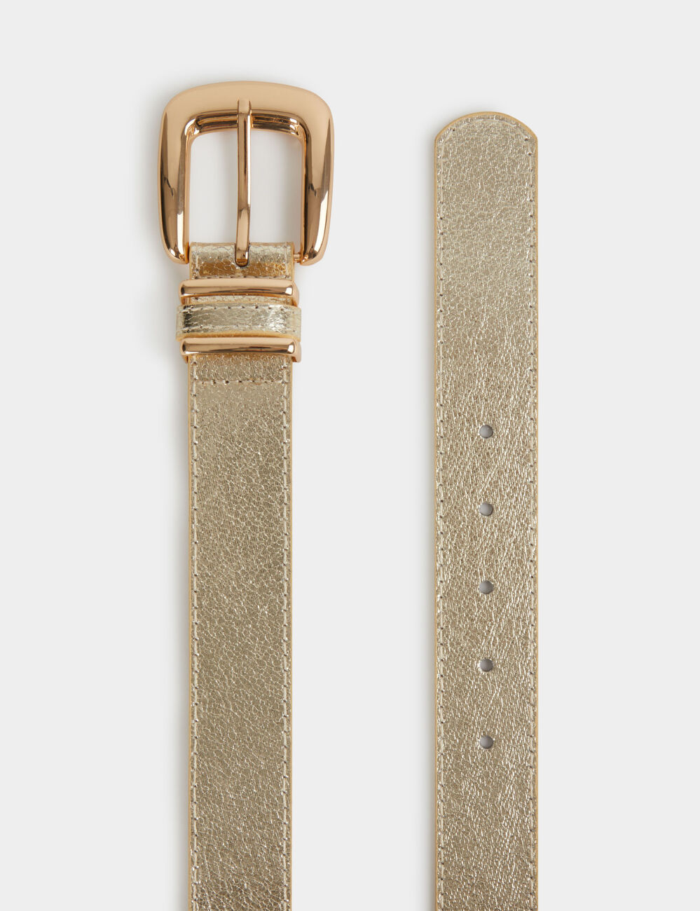 Thin faux leather belt gold yellow women