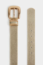 Thin faux leather belt gold yellow women