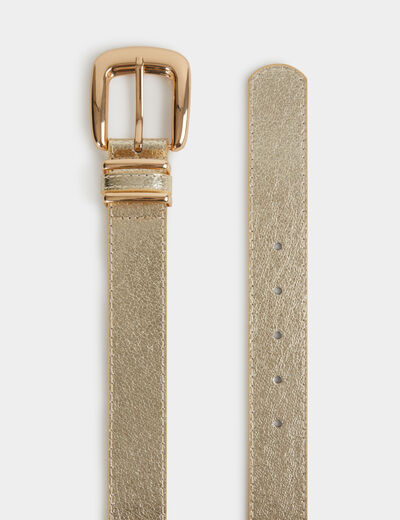 Thin faux leather belt gold yellow women