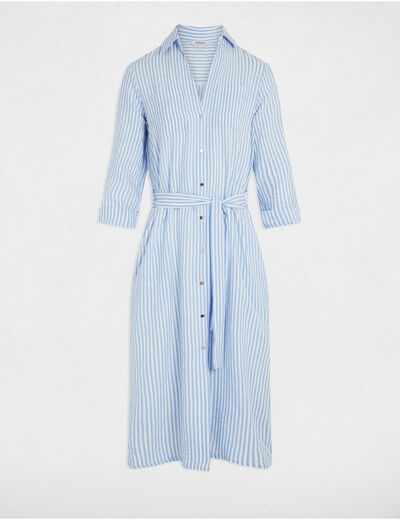 Striped straight dress blue women