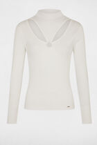 Long-sleeved jumper with openings ecru women