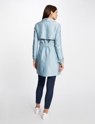 Straight belted trenchcoat sky blue ladies'