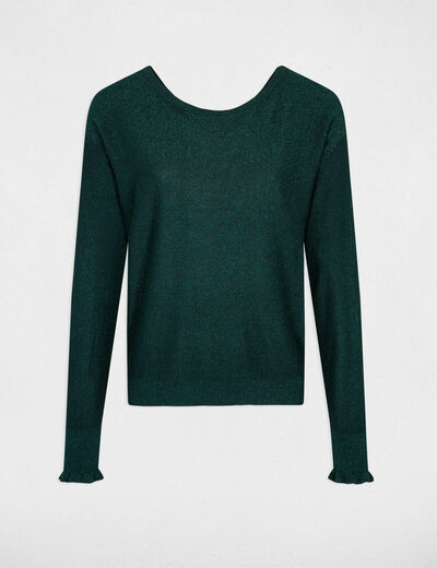 Long-sleeved jumper with buttons dark green ladies'