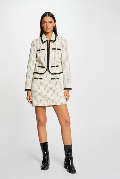 Short straight skirt ivory ladies'