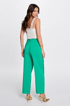 Straight trousers with darts emerald green women