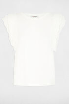 T-shirt with lace sleeves white women