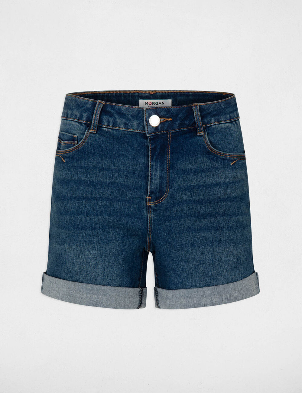 Straight denim shorts denim stone women