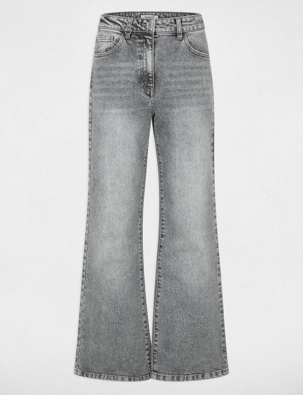 high waisted wide leg jeans denim snow grey women High-waisted wide-leg jeans denim snow grey women