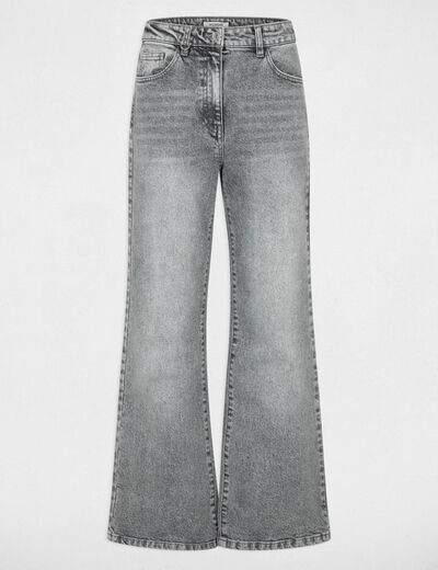 high waisted wide leg jeans denim snow grey women High-waisted wide-leg jeans denim snow grey women