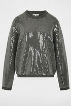 sequin sweater with round neck dark grey women Sequin sweater with round neck dark grey women