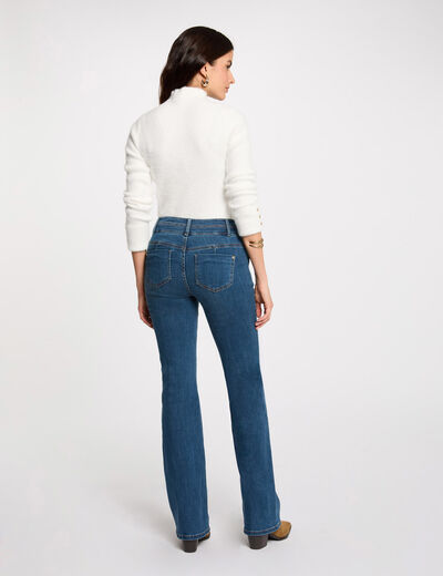 Bootcut jeans pockets buttons stone wash denim women