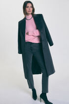 Buttoned long coat anthracite grey women