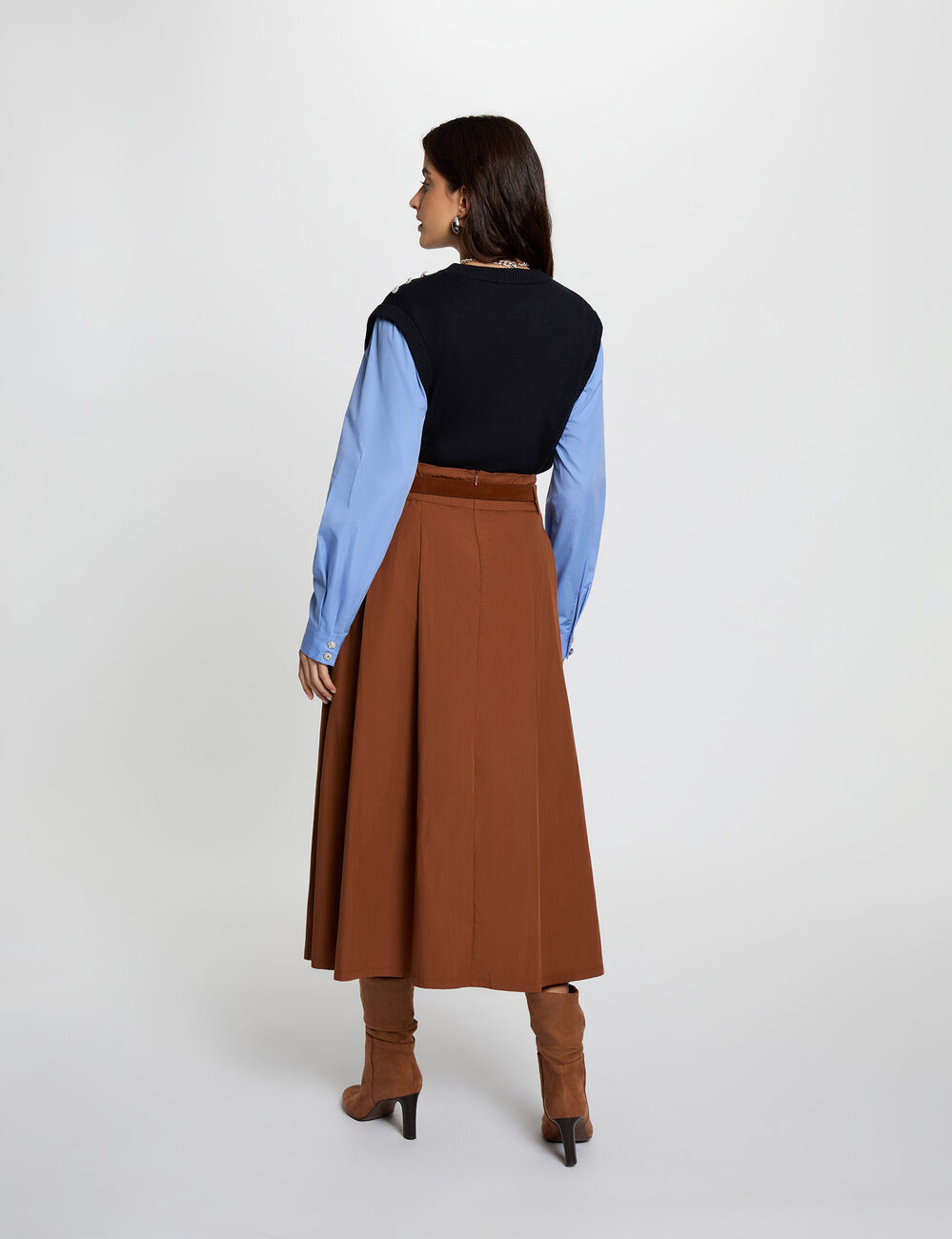 Fitted sweater with folded collar navy blue women