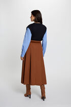 Fitted sweater with folded collar navy blue women