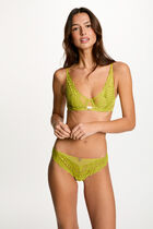 Slip en dentelle vert femme