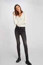 Pull manches longues maille duveteuse ivoire femme