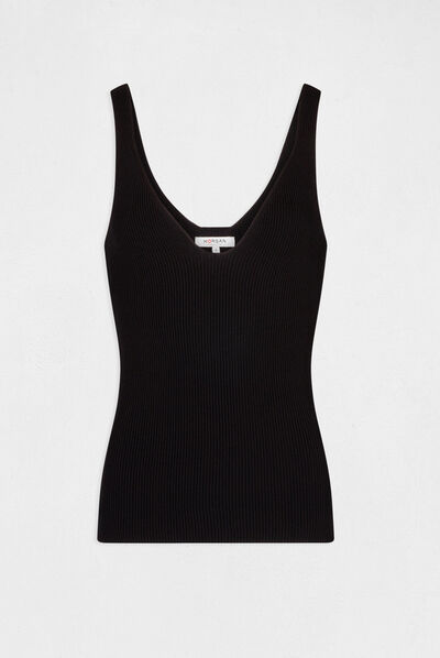 Jumper vest top with V-neck black ladies'