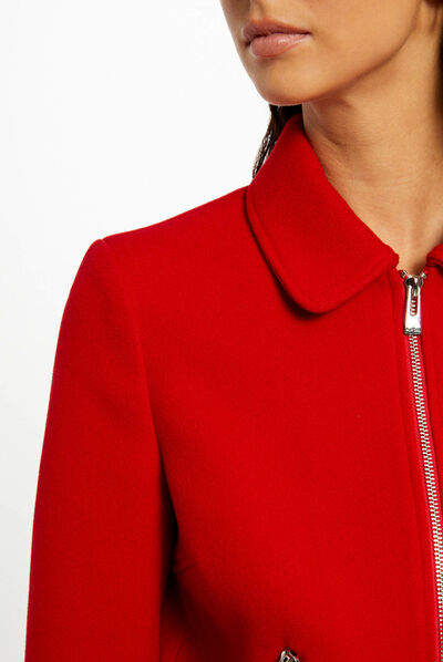 Straight zipped jacket red ladies'