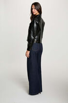 Padded faux leather jacket black women