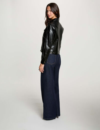 Padded faux leather jacket black women
