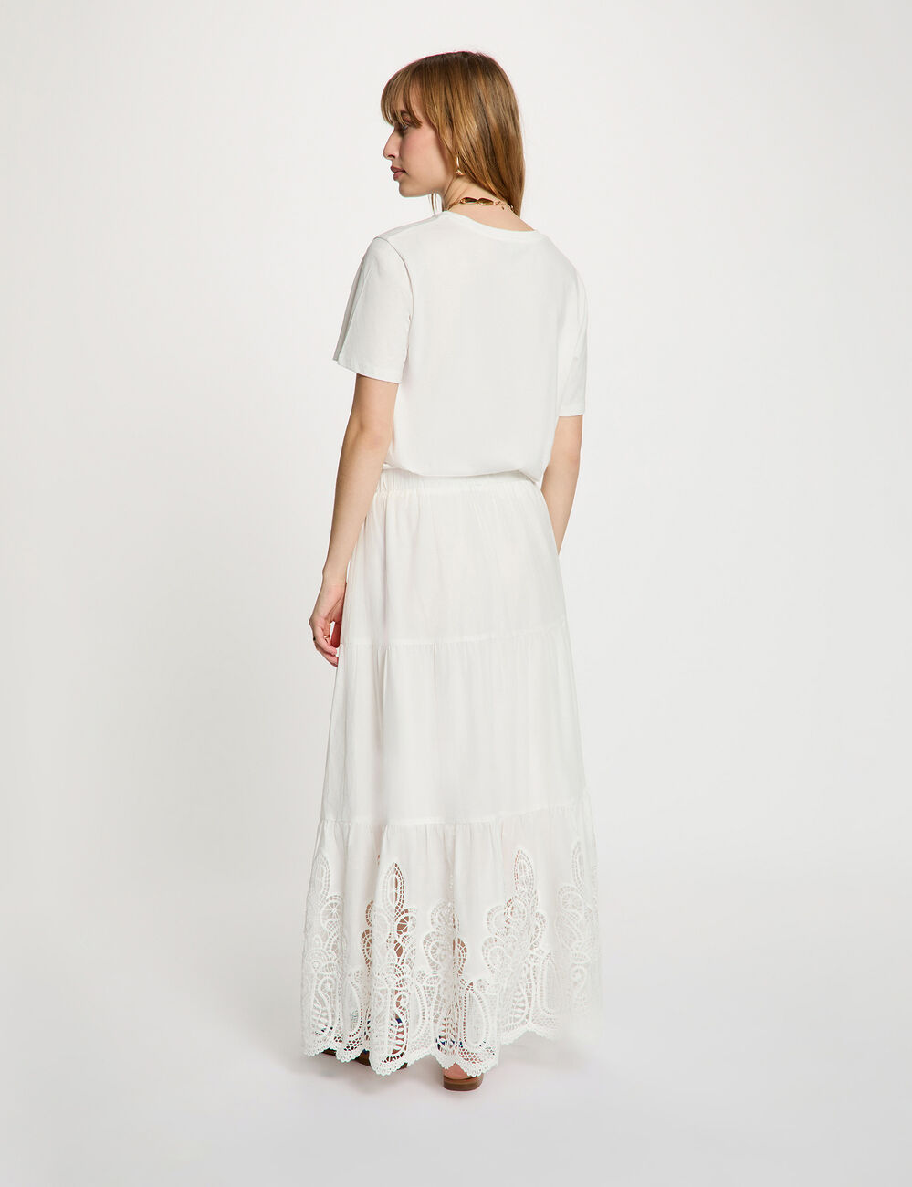 Maxi skirt lace detail white women