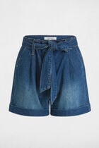 Short en jean ceinturé denim stone femme
