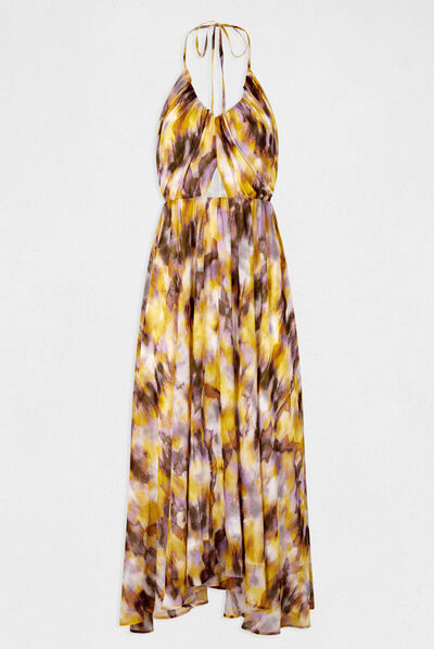 Maxi A-line dress with abstract print multico ladies'