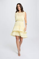 Short dress with high neck pastel yellow women