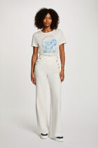 Wide leg trousers with buttons white women