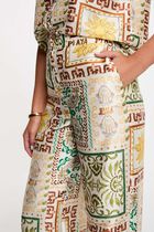 Pantalon large taille haute multicolore femme