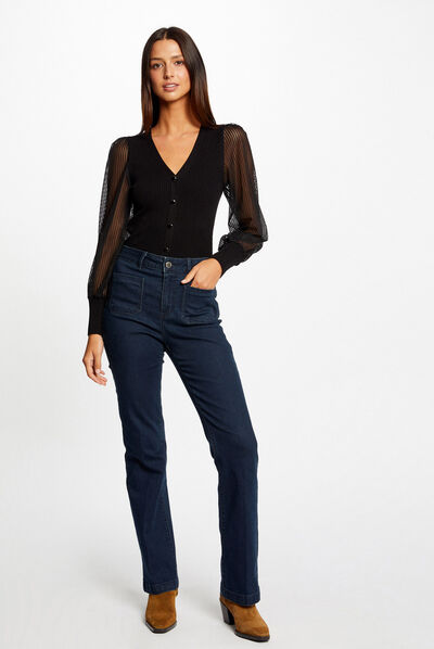 Jumper with laced long-sleeved black ladies'
