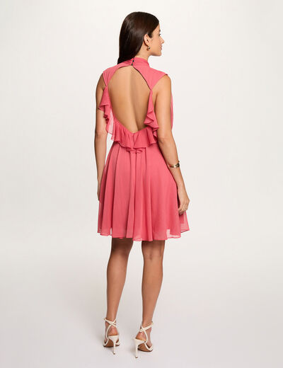 Short dress with high neck antique pink women