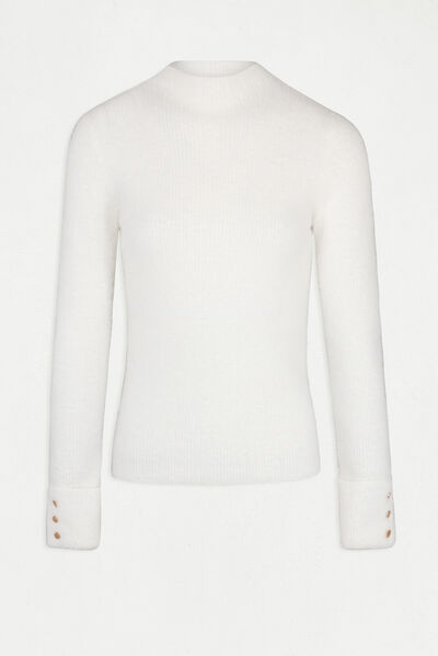 Fluffy knit long-sleeved jumper ecru ladies'