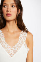 Vest top wide straps with lace ecru women
