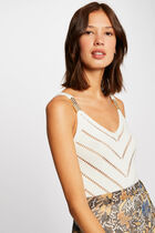 Jumper vest top with metal ornaments ivory women