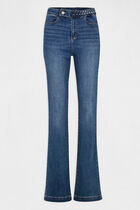 Straight jeans with braided details denim stone women