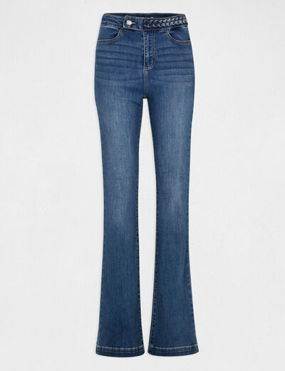 Straight jeans with braided details denim stone women