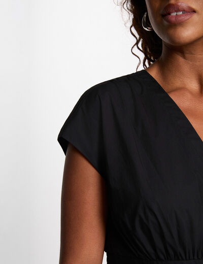 Mid-length dress with V-neck black women