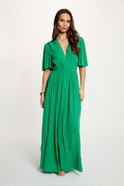 Long dress with v-neck meadow green women