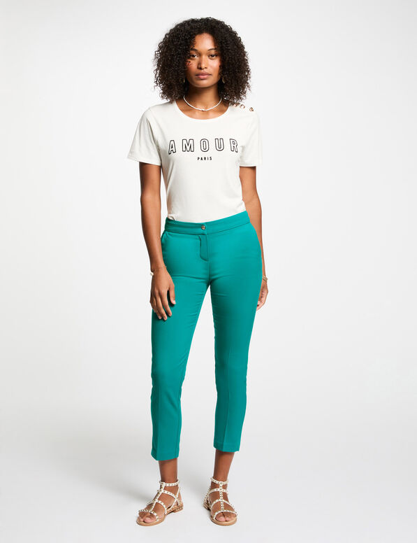 cropped cigarette trousers turquoise blue women Cropped cigarette trousers turquoise blue women