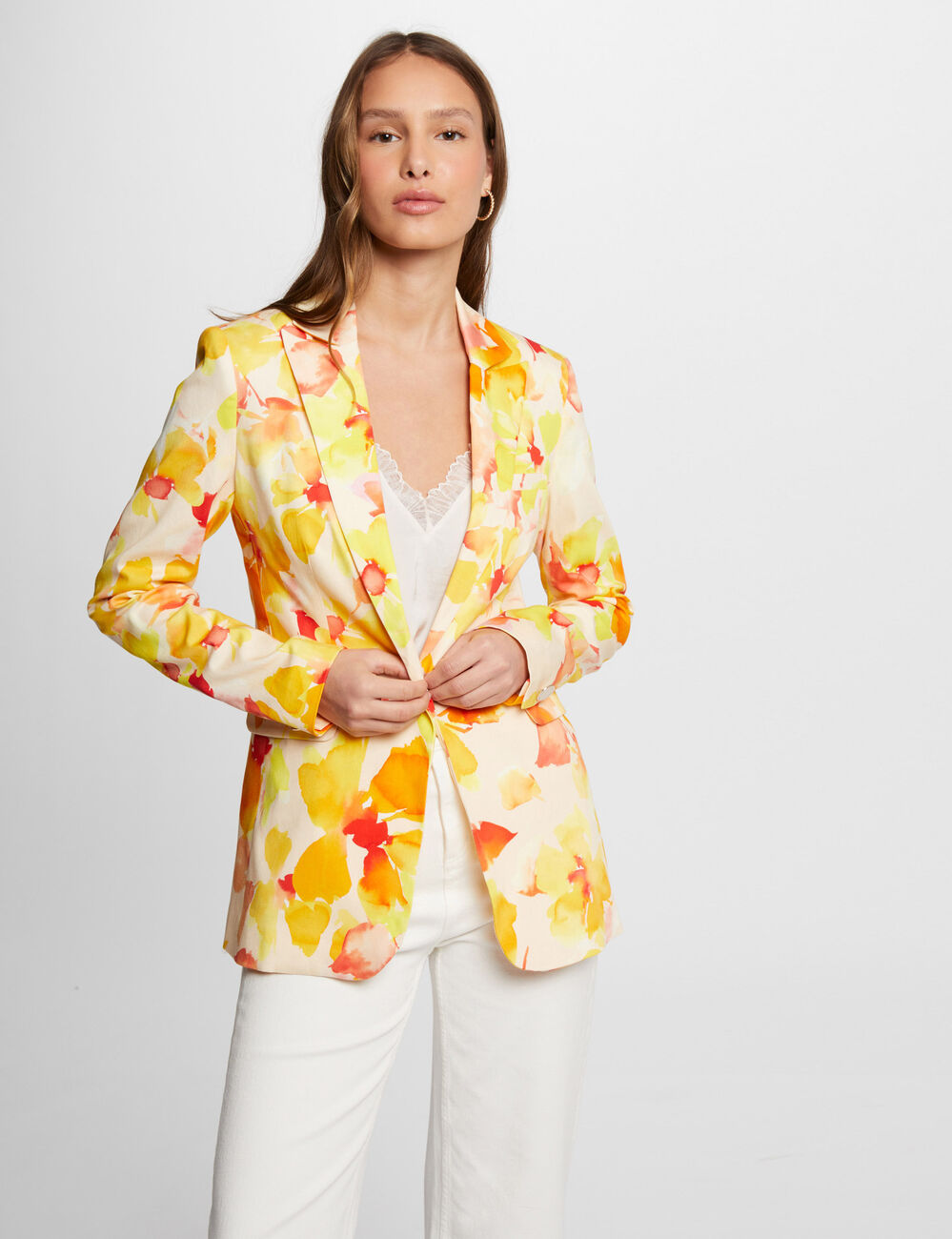 Printed waisted jacket multicolored women